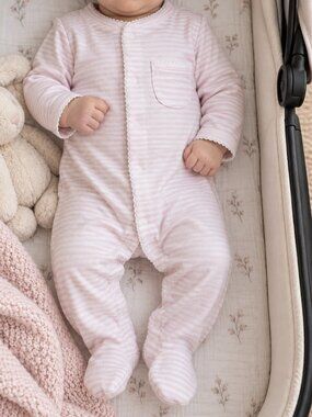 Kissy Kissy Pink Stripe Pima Cotton Footie Sleeper 0–3 Months